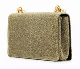 Crossbody Lurex Metallic Shoulder Bag with Chain Strap -Silver or Gold