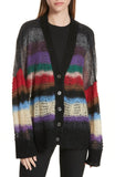 Stripe Mohair & Wool Blend Cardigan