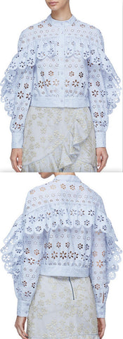 Ruffle Broderie Anglaise Cropped Top