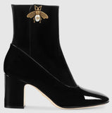 Patent Leather Ankle Boots with Bee