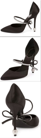 Marlene Crystal-Bow D'Orsay Pump-Black - DESIGNER INSPIRED FASHIONS