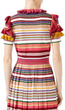 Ruffled Stripe Knit Top & Skirt Set
