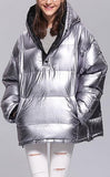 Silver Puffer Down Hooded Jacket
