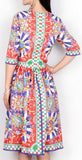 Bright Colored Mixed Print Dress - DESIGNER INSPIRED FASHIONS