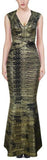 'Leslie' Woodgrain Foil Print Gown - (Various colors to choose from) - DESIGNER INSPIRED FASHIONS
