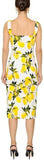 Lemon-Print Sweetheart-Neck Dress