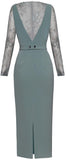 Bow and Lace Detail Evening Dress - Black or Sea Foam Green