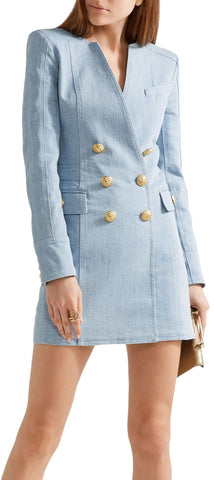 Double-Breasted Denim Mini Dress