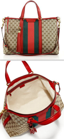 Rania Original GG Canvas Medium Top-Handle Bag Beige-Red - DESIGNER INSPIRED FASHIONS