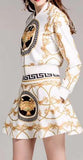 Printed Cropped Jacket & Skirt Set