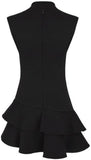 Asymmetric Wool-Blend Tiered Mini Dress, Black or Red
