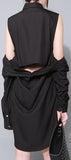 Long Black 2-Way Shirt - DESIGNER INSPIRED FASHIONS
