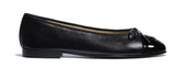 Black Logo Patent & Lambskin Leather Ballerina Flats