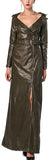 Long Zip Faux-Leather Dress-Coat in Black or Green - DESIGNER INSPIRED FASHIONS