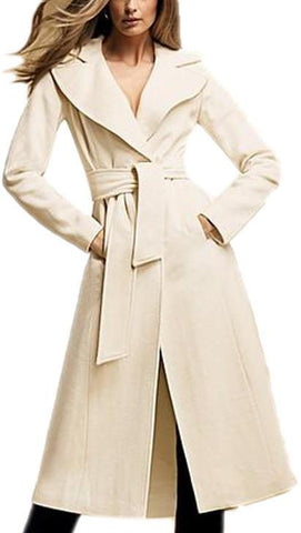 Cashmere & Wool Wrap Coat in White - DESIGNER INSPIRED FASHIONS