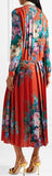 Pleated Printed Midi Dress