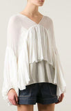 Draped Silk Top-White - DESIGNER INSPIRED FASHIONS