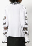 Ruffled Lace Insert Blouse