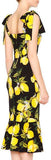 Lemon Print Fluted Hem-Dress