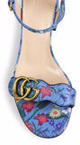 GG Marmont Floral Print Leather Sandals - White or Blue