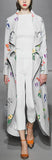 Floral Print Circle Cut-Out Wool-Blend Coat