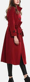 Double-Breasted Belted Wool Coat, Red