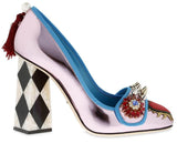 Embellished Mirror Leather Pumps