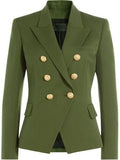 Double-Breasted Cotton-Blend Blazer-Green - DESIGNER INSPIRED FASHIONS