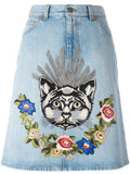 Embroidered Denim Mini Skirt