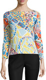 Celeste Arancio Marilyn Classic Mosaic Print Silk Top-Emilio Pucci - DESIGNER INSPIRED FASHIONS