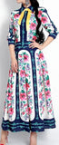 Bow-Tie & Floral Printed Midi Dress