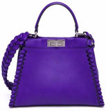 Peekaboo Medium Stitch Threading Satchel Bag - (Black, Cognac, Purple) - DESIGNER INSPIRED FASHIONS