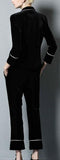 Black Velvet Crystal Button Embellished Blazer with Matching Cropped Pants - DESIGNER INSPIRED FASHIONS