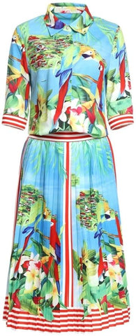 Tropical Print Shirt & Skirt Set - DESIGNER INSPIRED FASHIONS