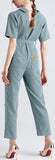 Color-Contrast Cropped-Leg Jumpsuit