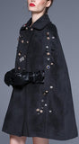 Embellished Wool-Blend Cape-Coat