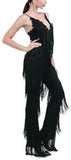 Fringed Halter Jumpsuit in Black - DESIGNER INSPIRED FASHIONS