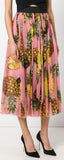 Pineapple Print Pleated Midi Skirt - DESIGNER INSPIRED FASHIONS