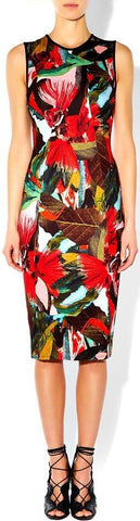 Abstract Leaf Print Midi Dress