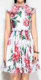Floral Appliques Printed Mini Dress