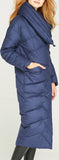 Side-Zip Long Puffer Coat, Blue
