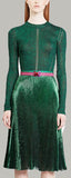 Metallic Knit Stretch Sweater & Long Pleated Skirt in Green or Wine Red - DESIGNER INSPIRED FASHIONS