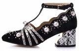'Ofelia' T-Strap Pump in Black - DESIGNER INSPIRED FASHIONS