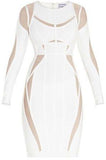 'Angelique' Color-Block Bandage Dress-White - DESIGNER INSPIRED FASHIONS