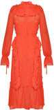 Ruffled Chiffon Dress - Light Blue or Bright Red