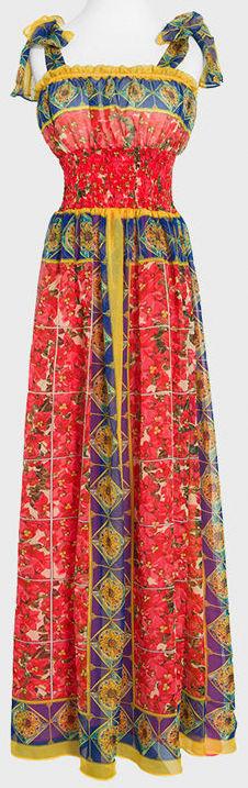 Floral & Tile Print Sun Dress - DESIGNER INSPIRED FASHIONS