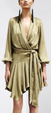 Empire Silk Robe Dress in Green, Pink or Black - DESIGNER INSPIRED FASHIONS