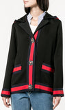 Hooded Knit Cardigan-Jacket, Black