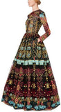 Ornamental Lace Long Sleeve Full Skirt Gown - DESIGNER INSPIRED FASHIONS