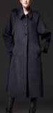 Single-Breasted Long Wool Coat in Dark Grey - DESIGNER INSPIRED FASHIONS